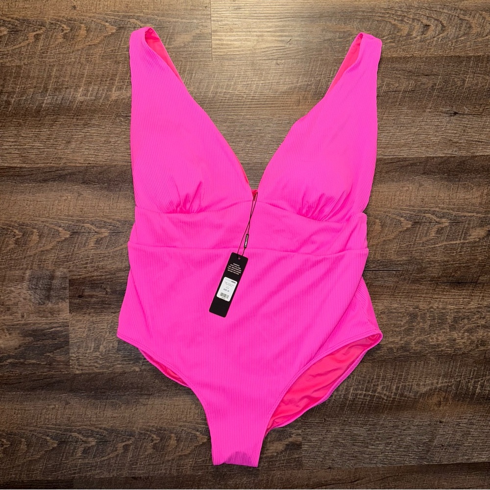 Fashion Nova Chase The Sun Hot Pink One Piece Swimsuit New with Tags
